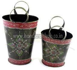 Set of Two Iron Plated Buckets