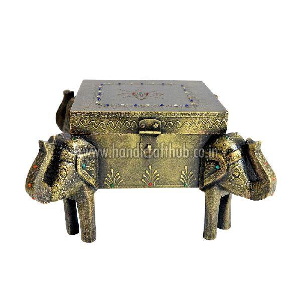 Wooden Antique Handcrafted Elephant Shaped Dry Fruit Boxes