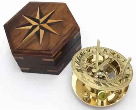 Antique Brass Sundial Compass