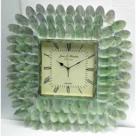Vintage wall clock green leaves