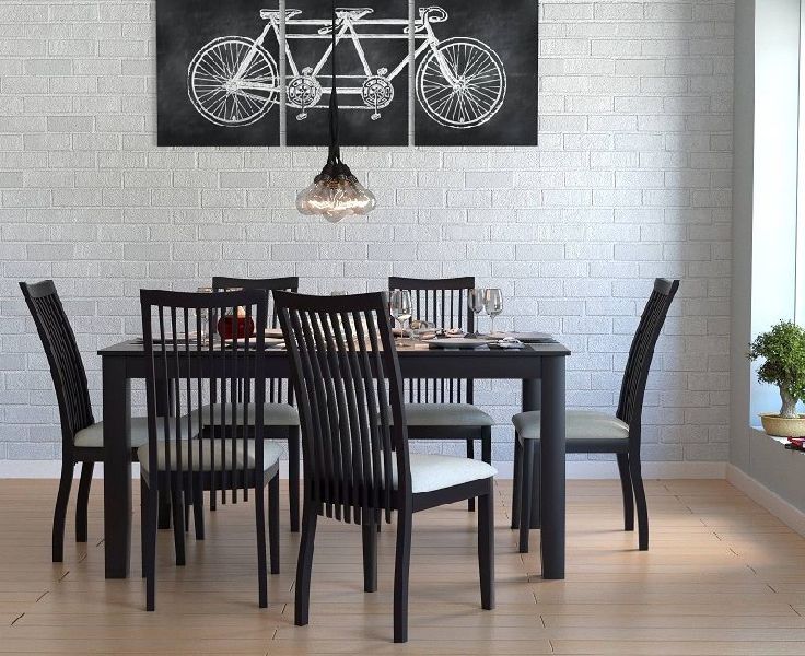 Wooden six-seater-dining-set