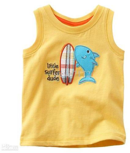 Cotton Kids Sleeveless T-Shirt, for Casual Wear, Sports Wear, Size : M