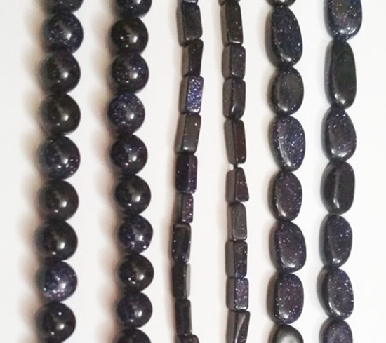 Blue Goldstone Beads Assorted Shape Lot