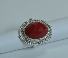 Guddwala Gems 925 sterling silver Latest red glass ring