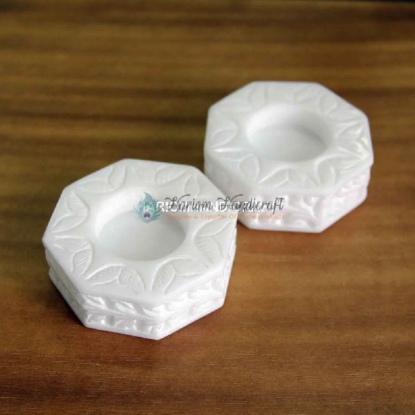 White Marble Antique Tea Light Candle Holder