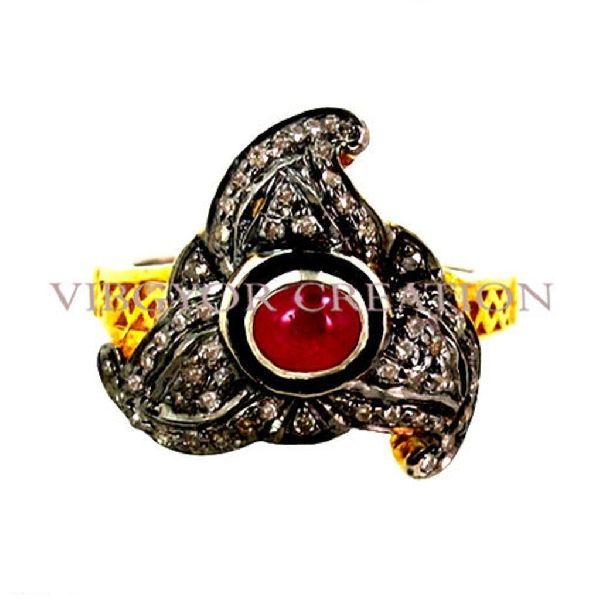 14k Gold Diamond Pave Setted 925 Silver Ruby Proposal Ring 2017 Wedding Jewelry