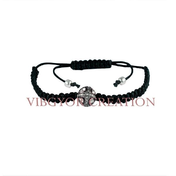925 Silver Round Rosecut Diamond Black Wedding Bracelet