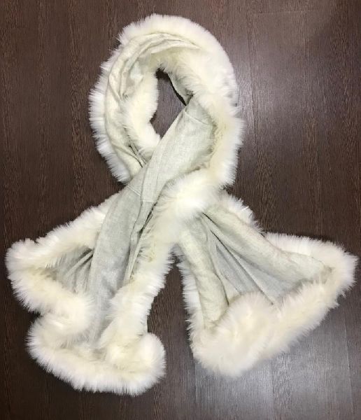 Natural Look Cashmere Scarf, Style : fur on pashmina base