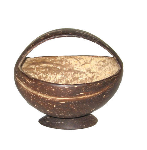 Natural Brown Coconut Shell Basket