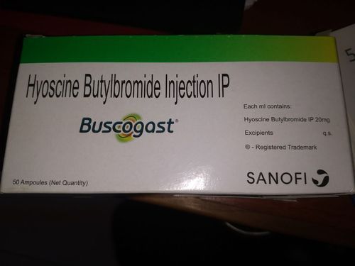 Buscogast (Hyoscine Butylbromide) Injection, Packaging Size : 50 Ampoules