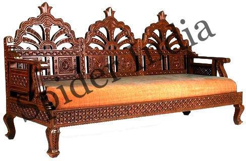 Teak Wood Fine Rajasthani Barmeri Carved Couch