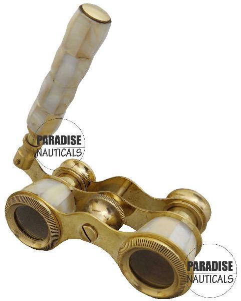 Antique Brass Decorative Brass Binocular, Inner Material : Glass