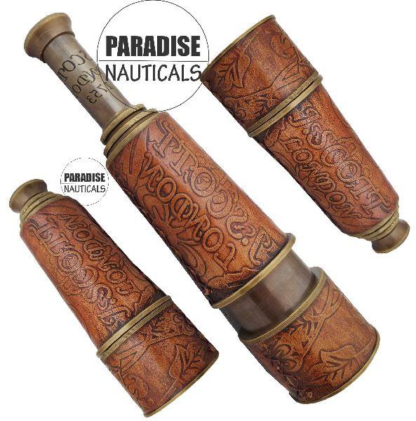 Paradise Nauticals Brass Leather Handheld Telescope