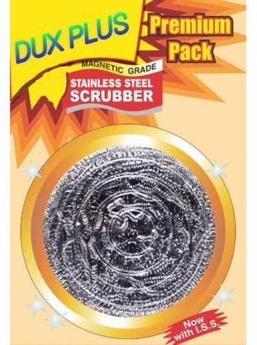 Round Dux Plus Stainless Steel Scrubber, Packaging Type : Packet