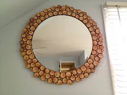 Wooden Frame Round Mirror
