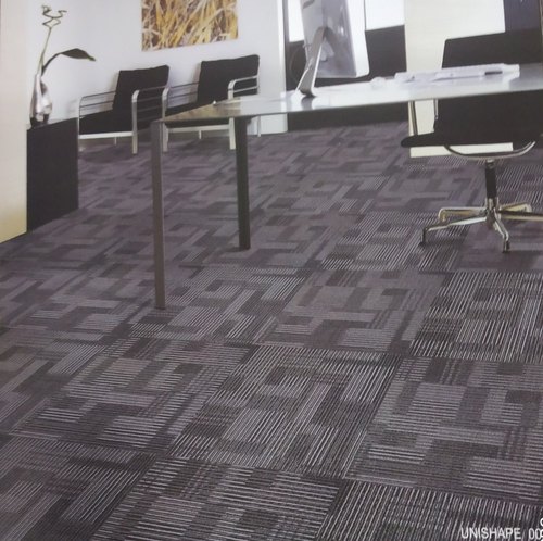 Grey Graphic Design Nylon Carpet Tiles Manufacturer In Delhi India