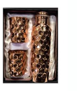 Q7 Diamond Copper Water Bottle with 2 Glass