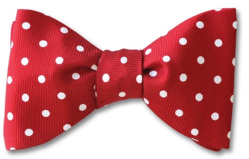 Red White Polka Dot Silk Bow Tie