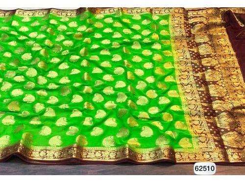 Printed Chiffon Fancy Green Color Saree, Occasion : Festival Wear, Party Wear
