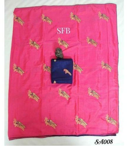 Printed Pink Color Silk Saree, Technics : Woven