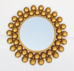 Iron Gold Ball Round Mirror, Size : Frame : 20 inch