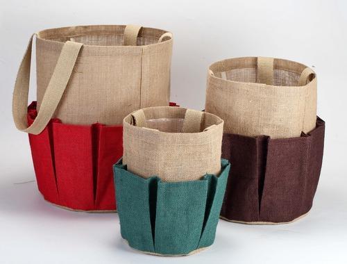 Earthyybags Jute Garden Basket, Color : Red, Green, Brown