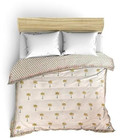 Printed Jaipuri Hand Block Cotton Double Bed Quilt