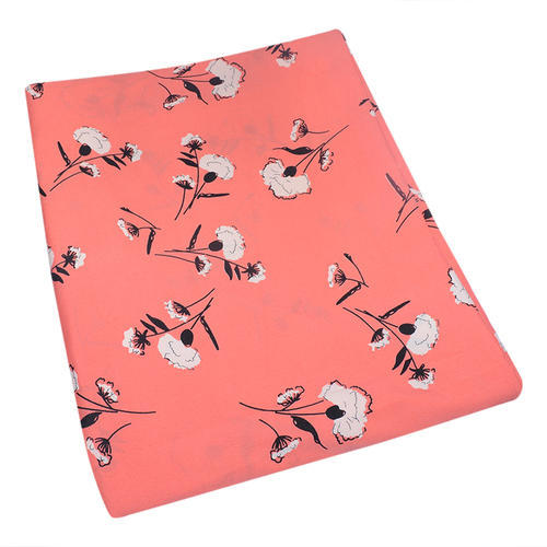 Printed poly crepe fabric, Color : Peach Pink, Black White