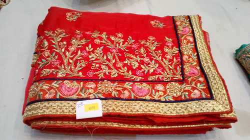 Georgette Embroidered Saree, for Anti-wrinkle, Comfortable, Dry Cleaning, Easy Wash, Shrink-resistant