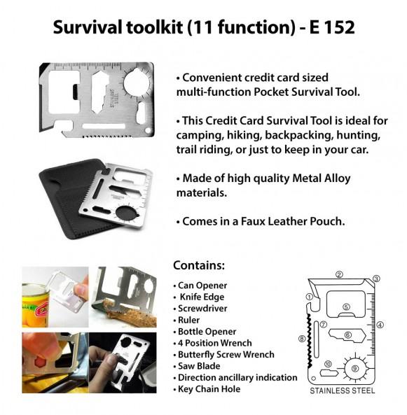 Stainless Steel Survival Toolkit, for Warehouse, Feature : Good Quality, Durable