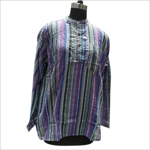 Multicolor Formal Wear Mens Cotton Kurta, Pattern : Stripe