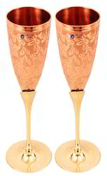 Polished Copper Champagne Flute Glasses, for Decoration, Gifting, Beer, Champion, Length : 0-10Inch