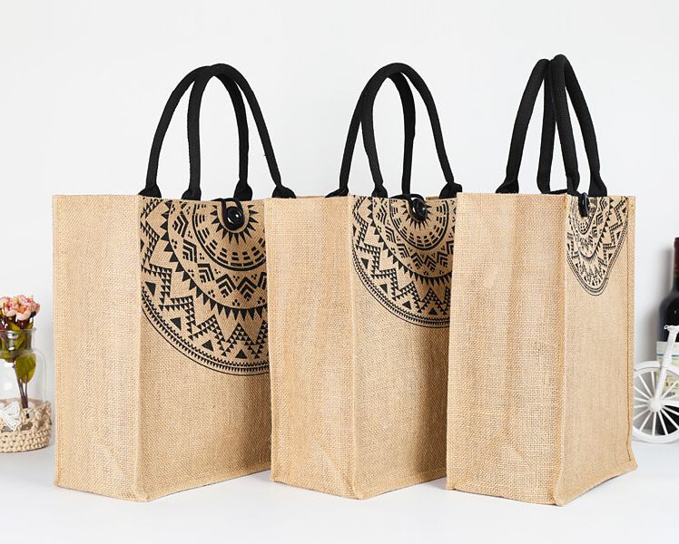 Jute Printed Bags, for Office, Style : Handled