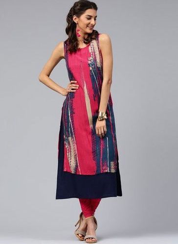 Sleeveless Printed Long Kurti, Size : XL. XXL