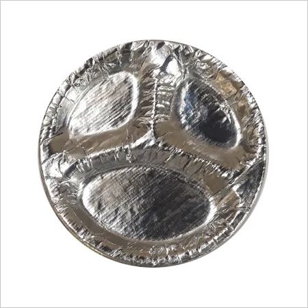 3 Compartment Disposable Silver Paper Plate, Size : 12 inch