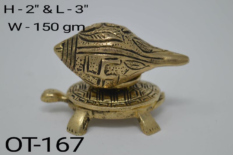 Brass Conch with Tortoise