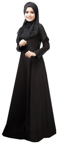 Georgette Plain Designer Islamic Burkha, Color : Black