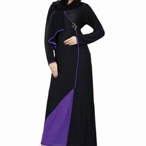 Plain Fancy Islamic Abaya, Color : Black, Purple