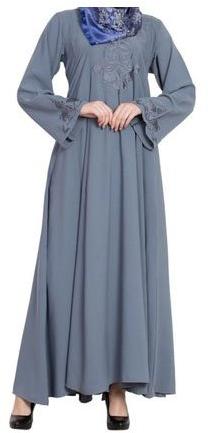 Embroidery Stylish Islamic Abaya, Color : Grey