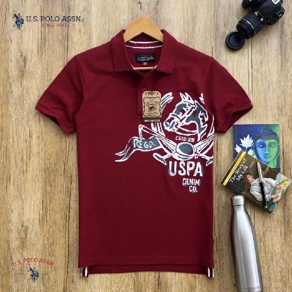 Mens Maroon Polo T-Shirt