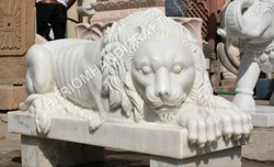 Handicraft White Marble Lion Statue
