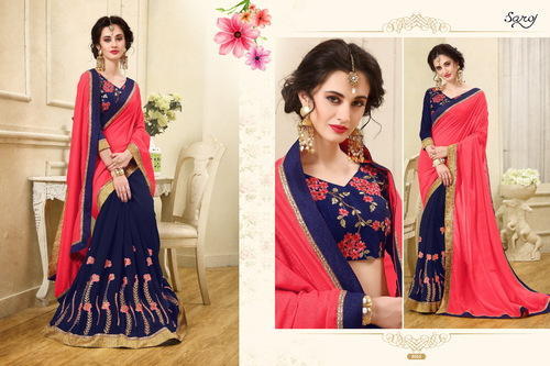 Embroidered Georgette Chiffon Printed Sarees, Occasion : Party wear