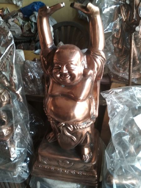 Polished Copper Laughing Buddha Statue, for Dust Resistance, Shiny, Style : Antique