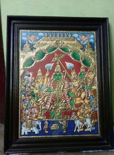 Metal Vishnu Tanjore Painting, Packaging Type : Thermocol Box