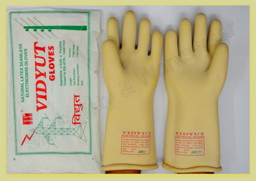 Electricity Rubber Hand Gloves, for Electrical protection, Pattern : Plain