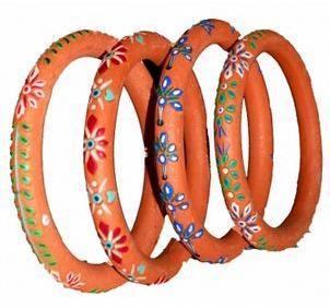 Terracota Polished Printed Terracotta Bangles, Feature : Attractive Designs
