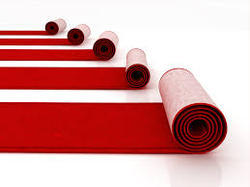 Imported Rectangular Polyester Red Carpet Roll, Pattern : Plain