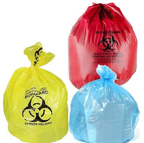 Jindal Polywrap Printed Plastic Clinical Waste Bag, Color : Red, Yellow, Blue