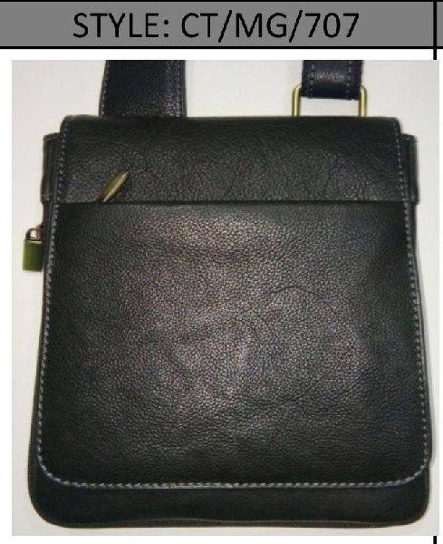 CT/MG/707 Leather Messenger Bags, Color : Black