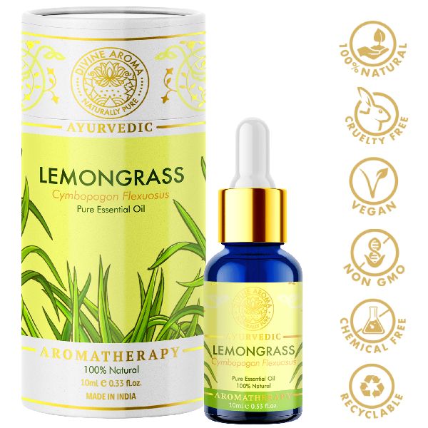 Divine Aroma Lemongrass Essential Oil 100% Pure & Natural